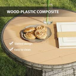 OUTSUNNY Outdoor PE Rattan Dining Table w/ Wood-plastic Composite Top, Natural - Size: 70 cm x 70 cm - thumbnail 5