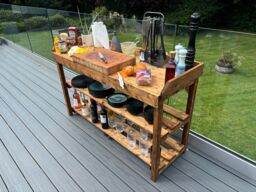 Charles Taylor Trading Deluxe Davenport Utlity/BBQ Table Extra Large in Brown - thumbnail 4
