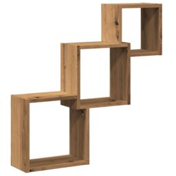 Berkfield Home Wall Cube Shelves Artisan Oak 68x15x68 cm Engineered Wood in Brown - Size: 68 x 15 x 68 cm - thumbnail 2