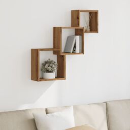 Berkfield Home Wall Cube Shelves Artisan Oak 68x15x68 cm Engineered Wood in Brown - Size: 68 x 15 x 68 cm - thumbnail 3