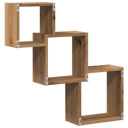 Berkfield Home Wall Cube Shelves Artisan Oak 68x15x68 cm Engineered Wood in Brown - Size: 68 x 15 x 68 cm - thumbnail 6