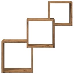 Berkfield Home Wall Cube Shelves Artisan Oak 68x15x68 cm Engineered Wood in Brown - Size: 68 x 15 x 68 cm - thumbnail 4
