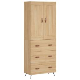 Berkfield Home Highboard Sonoma Oak 69.5x34x180 cm Engineered Wood in Brown - thumbnail 1