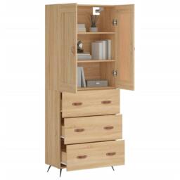 Berkfield Home Highboard Sonoma Oak 69.5x34x180 cm Engineered Wood in Brown - thumbnail 3