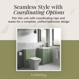 Balterley Bathroom Vanity Basin Unit, Chrome Handles, 600mm, Satin Green - thumbnail 7