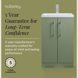 Balterley Bathroom Vanity Basin Unit, Chrome Handles, 600mm, Satin Green - thumbnail 6