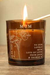Personalised Memento Company Personalised June Birth Flower Amber Glass Candle - thumbnail 4