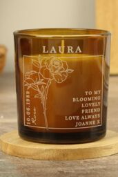 Personalised Memento Company Personalised June Birth Flower Amber Glass Candle - thumbnail 3