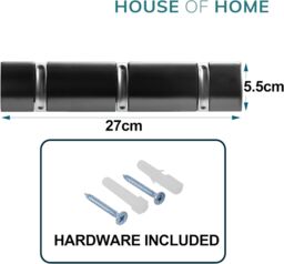 House of Home 3 Wall Mounted Black Coat Hooks Hanging Clothes Rack for Doors Halls Bedrooms - thumbnail 5