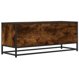Berkfield Home TV Cabinet Smoked Oak 100x34.5x40 cm Engineered Wood & Metal in Brown - thumbnail 6