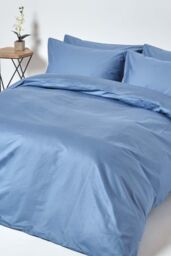 Homescapes Egyptian Cotton Fitted Sheet 12 inch 1000 Thread Count in Blue - Size: King Fitted - thumbnail 3
