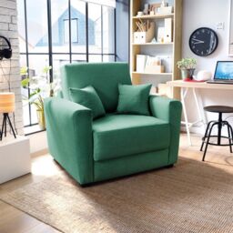 Abakus Direct Olly Velvet Single Sofa Bed in Forest Green in Dark Grey