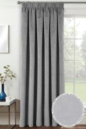 Enhanced Living 100% Blackout Luxury Supersoft Velvet Thermal Tape Top Door Curtain Panel in Grey - Size: 168 cm width x 214 cm drop