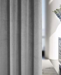 Enhanced Living 100% Blackout Luxury Supersoft Velvet Thermal Tape Top Door Curtain Panel in Grey - Size: 168 cm width x 214 cm drop - thumbnail 3