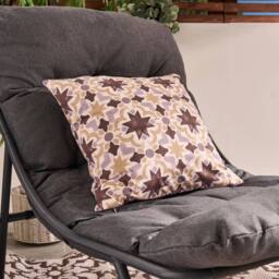 OHS 2 x Tiles Print Garden Cushion Covers Outdoor Water Resistant in Natural - Size: 45 cm x 45 cm - thumbnail 2