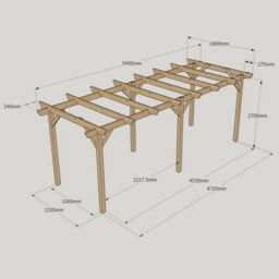 Rutland County Garden Furniture Ltd Garden Pergola 6 Posts - Wood - L180 x W540 x H270 cm - Rustic Brown - thumbnail 4