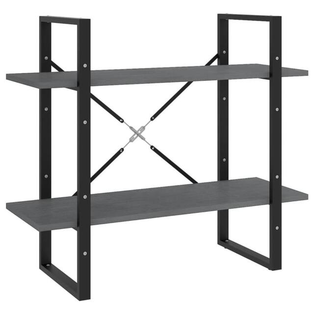 Berkfield Home 2-Tier Book Cabinet Grey 80x30x70 cm Solid Pine Wood - Size: 80 x 30 x 70 cm - image 1