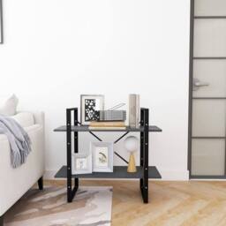 Berkfield Home 2-Tier Book Cabinet Grey 80x30x70 cm Solid Pine Wood - Size: 80 x 30 x 70 cm - thumbnail 3