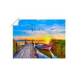"Warren Reed - Designer Sunset Of Colours At The Lake Unframed Art Print - Size: W8"" x H10""" - thumbnail 2