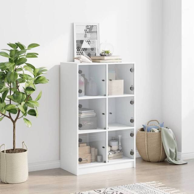 Berkfield Home Highboard with Doors White 68x37x109 cm Engineered Wood - Size: 68 x 37 x 109 cm - image 1