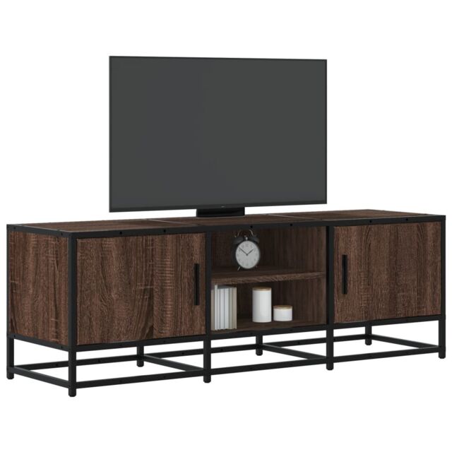 Berkfield Home TV Cabinet Brown Oak 120x35x41 cm Engineered Wood & Metal - Size: 120 x 35 x 41 cm - image 1