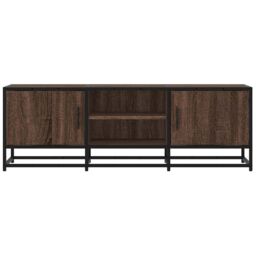 Berkfield Home TV Cabinet Brown Oak 120x35x41 cm Engineered Wood & Metal - Size: 120 x 35 x 41 cm - thumbnail 4