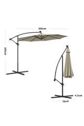 Garden Sanctuary 3m Lighted Garden Parasol with Crank Lift System with Cross Base in Beige - thumbnail 6