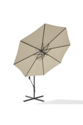 Garden Sanctuary 3m Lighted Garden Parasol with Crank Lift System with Cross Base in Beige - thumbnail 4