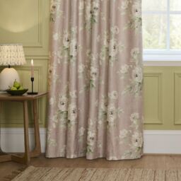 Sanderson Adele Floral Chenille Room Darkening Pencil Pleat Curtains in Light Pink - Size: 168 cm width x 137 cm drop - thumbnail 4