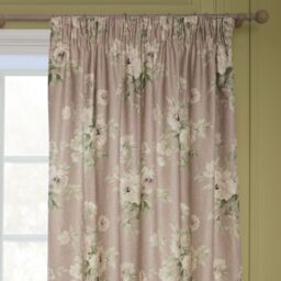 Sanderson Adele Floral Chenille Room Darkening Pencil Pleat Curtains in Light Pink - Size: 168 cm width x 137 cm drop - thumbnail 3