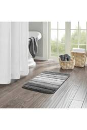 Living and Home Gradient Grey Stripes Non-Slip Absorbent Floor Mat for Bathroom Doorways, 60cm L x 40cm W - Size: 40 cm x 60 cm - thumbnail 2