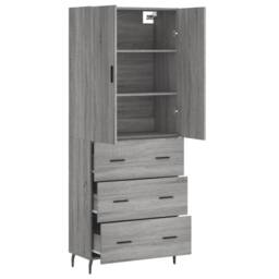 Berkfield Home Highboard Grey Sonoma 69.5x34x180 cm Engineered Wood - thumbnail 4