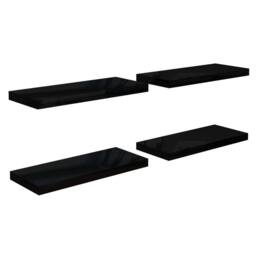 Berkfield Home Durable Floating Wall Shelves 4 pcs High Gloss Black 60x23.5x3.8 - thumbnail 3