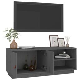 Berkfield Home TV Cabinet Grey 105x34x40 cm Solid Wood Pine - Size: 105 x 34 x 40 cm - thumbnail 5