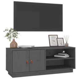 Berkfield Home TV Cabinet Grey 105x34x40 cm Solid Wood Pine - Size: 105 x 34 x 40 cm - thumbnail 4