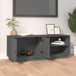 Berkfield Home TV Cabinet Grey 105x34x40 cm Solid Wood Pine - Size: 105 x 34 x 40 cm - thumbnail 3