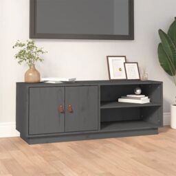 Berkfield Home TV Cabinet Grey 105x34x40 cm Solid Wood Pine - Size: 105 x 34 x 40 cm