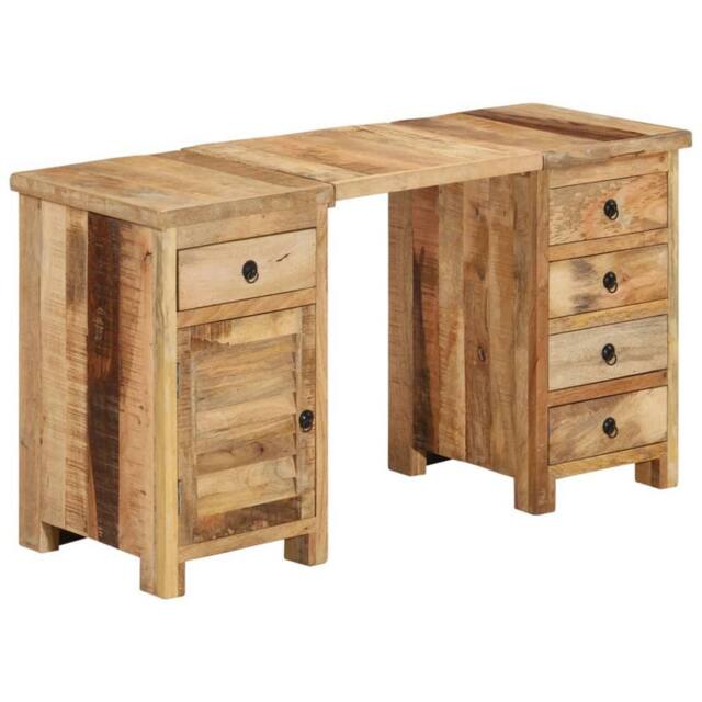 Berkfield Home Pedestal Desk Solid Wood Mango 140x50x77 cm in Brown - Size: 140 x 50 x 77 cm - image 1