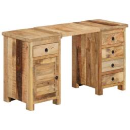 Berkfield Home Pedestal Desk Solid Wood Mango 140x50x77 cm in Brown - Size: 140 x 50 x 77 cm - thumbnail 1
