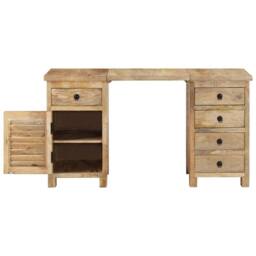 Berkfield Home Pedestal Desk Solid Wood Mango 140x50x77 cm in Brown - Size: 140 x 50 x 77 cm - thumbnail 5
