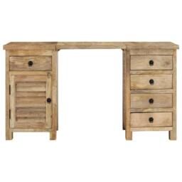 Berkfield Home Pedestal Desk Solid Wood Mango 140x50x77 cm in Brown - Size: 140 x 50 x 77 cm - thumbnail 2