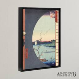 "Artery8 View From Suijin Shrine Massaki Framed Canvas Wall Art Print Hiroshige - Size: W12"" x H16""" - thumbnail 2