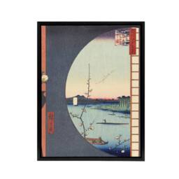 "Artery8 View From Suijin Shrine Massaki Framed Canvas Wall Art Print Hiroshige - Size: W12"" x H16""" - thumbnail 1