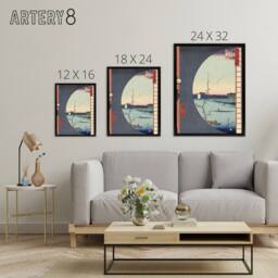 "Artery8 View From Suijin Shrine Massaki Framed Canvas Wall Art Print Hiroshige - Size: W12"" x H16""" - thumbnail 4