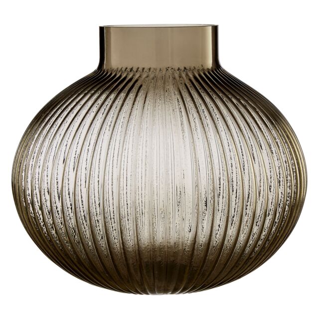 Orsina Large Glass Vase, Textured Vase Tall Glass With Corrugated Spherical Body, Decorative Glassware Vases in Brown - image 1