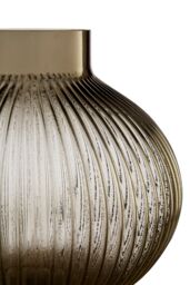 Orsina Large Glass Vase, Textured Vase Tall Glass With Corrugated Spherical Body, Decorative Glassware Vases in Brown - thumbnail 5