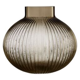 Orsina Large Glass Vase, Textured Vase Tall Glass With Corrugated Spherical Body, Decorative Glassware Vases in Brown