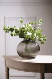 Orsina Large Glass Vase, Textured Vase Tall Glass With Corrugated Spherical Body, Decorative Glassware Vases in Brown - thumbnail 3