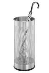 Durable Modern Perforated Steel Umbrella Stand - 29 Litre Silver - Size: Medium - thumbnail 1