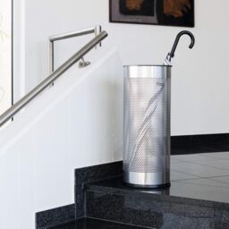 Durable Modern Perforated Steel Umbrella Stand - 29 Litre Silver - Size: Medium - thumbnail 4